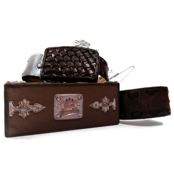 evgothicjewelry Braided Buckle Leather Brown Women Men Belt - Picture 5 of 10